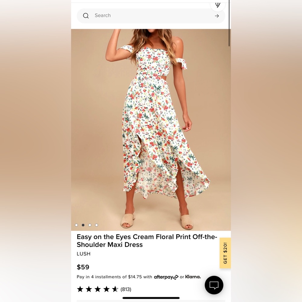 Lulu’s Easy on the Eyes Floral Print Off-the-Shoulder Maxi NWT - Size Small